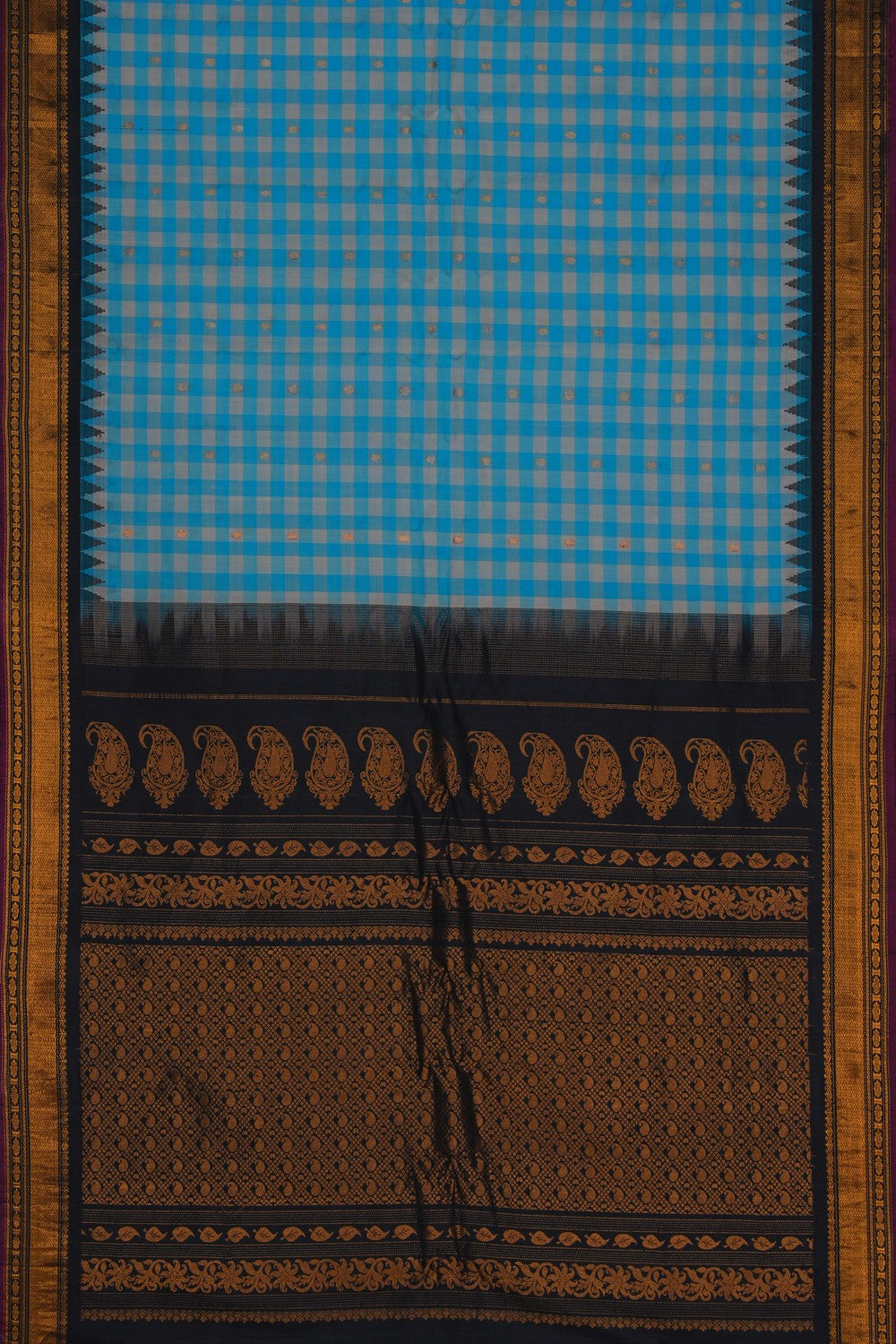 Image of Gadwal Cotton Silk Blue Saree