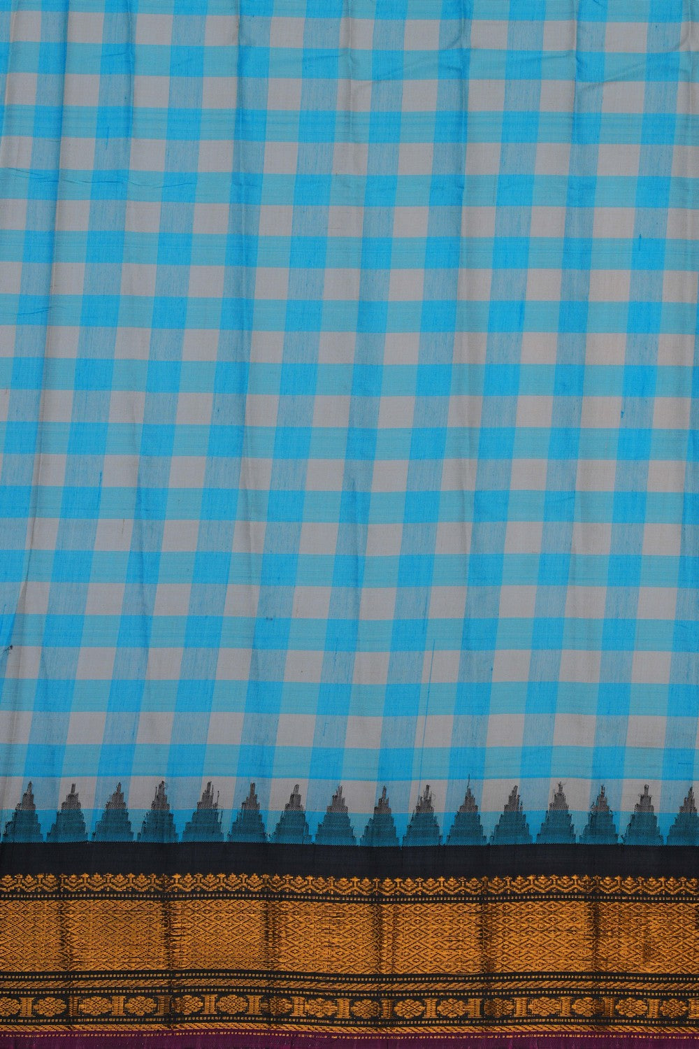 Image of Gadwal Cotton Silk Blue Saree