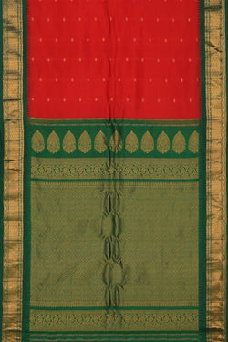 Image of Gadwal-Silk Red Saree