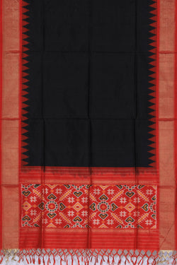 Image of Pochampally Silk Black Dupatta