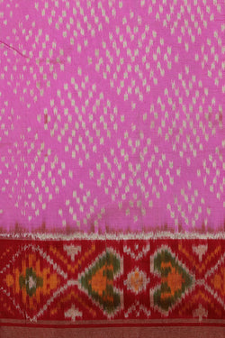 Collection of Pochampally Silk Ikat Pink Saree in a gallery layout