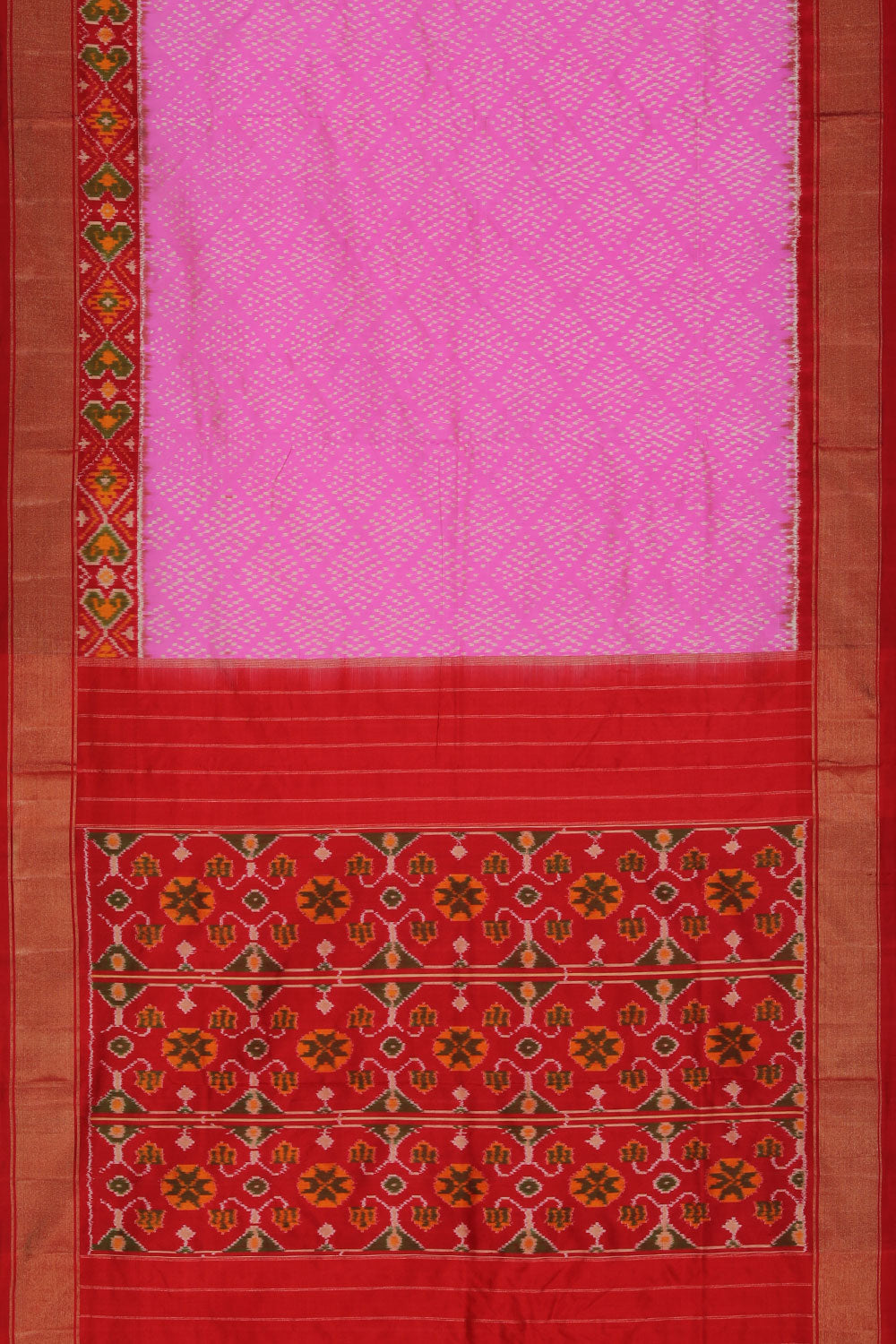 Collection of Pochampally Silk Ikat Pink Saree in a gallery layout