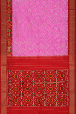 Collection of Pochampally Silk Ikat Pink Saree in a gallery layout