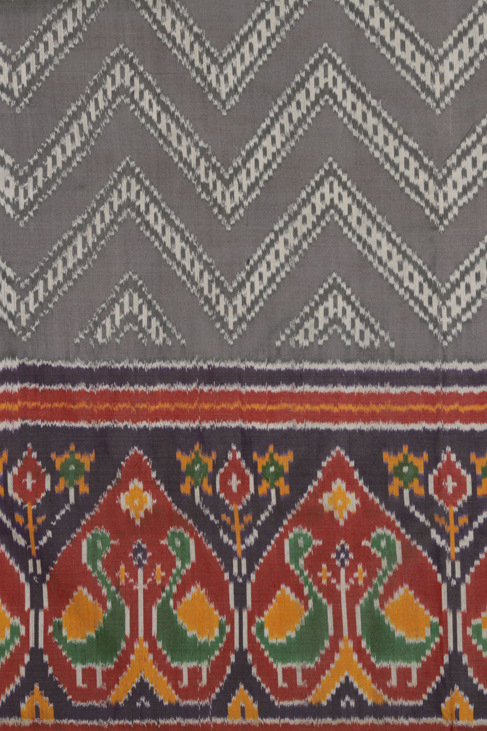 Image of Pochampally Ikat Silk Grey Saree