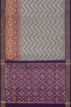 Collection of Pochampally Ikat Silk Grey Saree in a gallery layout