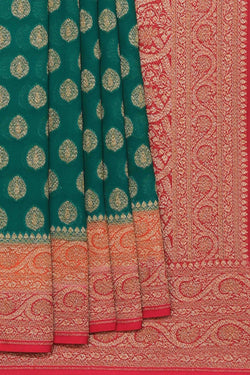 Collection of Banarasi Georgette Green Saree in a gallery layout