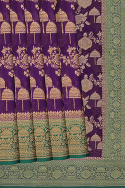 Collection of Banarasi Georgette Violet Saree in a gallery layout