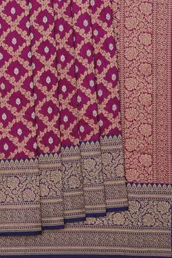 Collection of Banarasi Silk Magenta-Pink Saree in a gallery layout