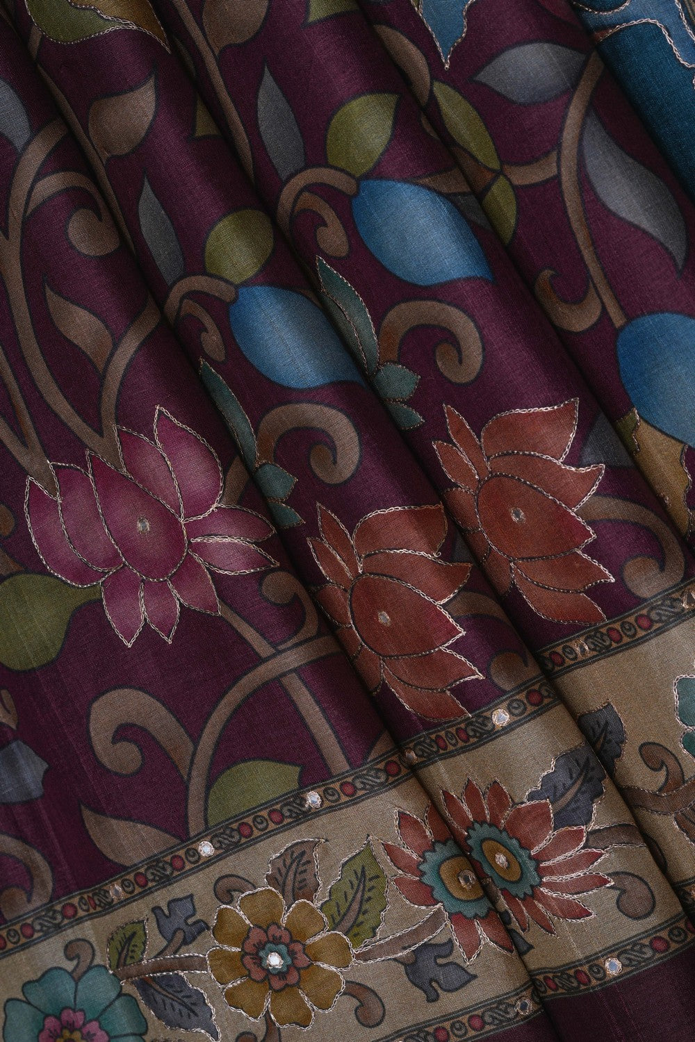 Image of Violet Desi Tussar Silk Saree