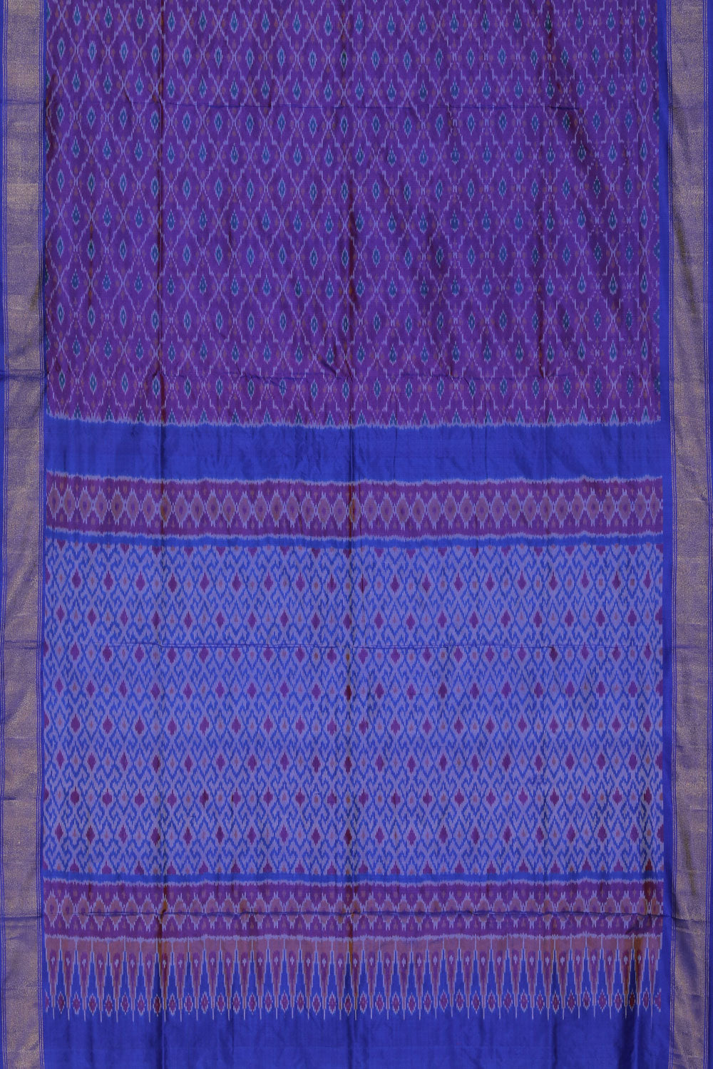 Collection of Pochampally Ikat Twill Silk Violet Saree in a gallery layout