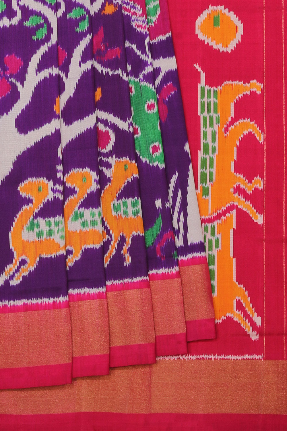 Collection of Pochampally Ikat Silk Violet Saree in a gallery layout