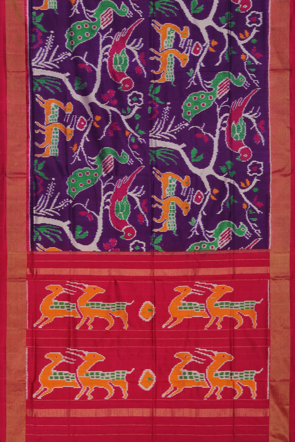 Collection of Pochampally Ikat Silk Violet Saree in a gallery layout