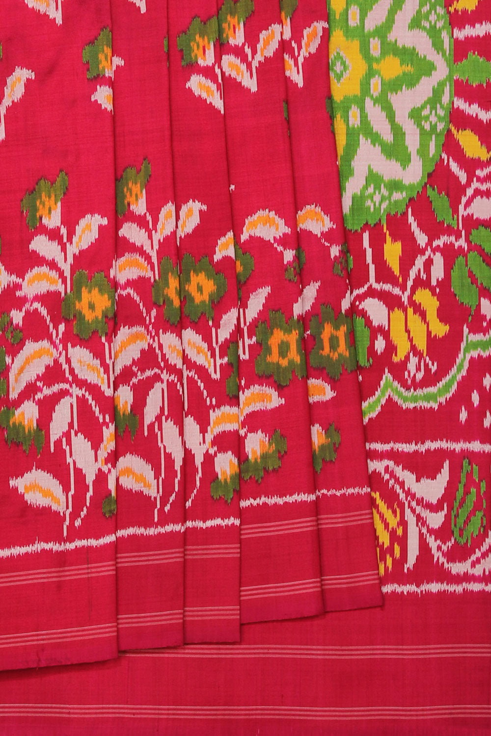 Collection of Pochampally Ikat Silk Pink Saree in a gallery layout