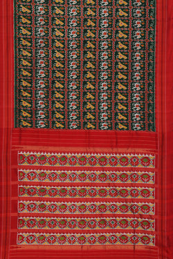 Collection of Pochampally Ikat Twill Silk Green Saree in a gallery layout