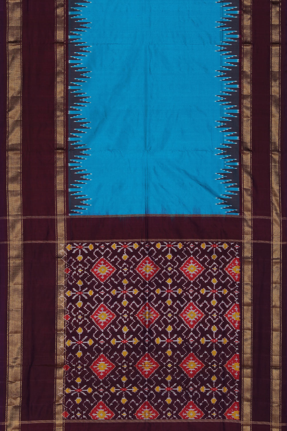 Pochampally Ikat Silk Blue Saree