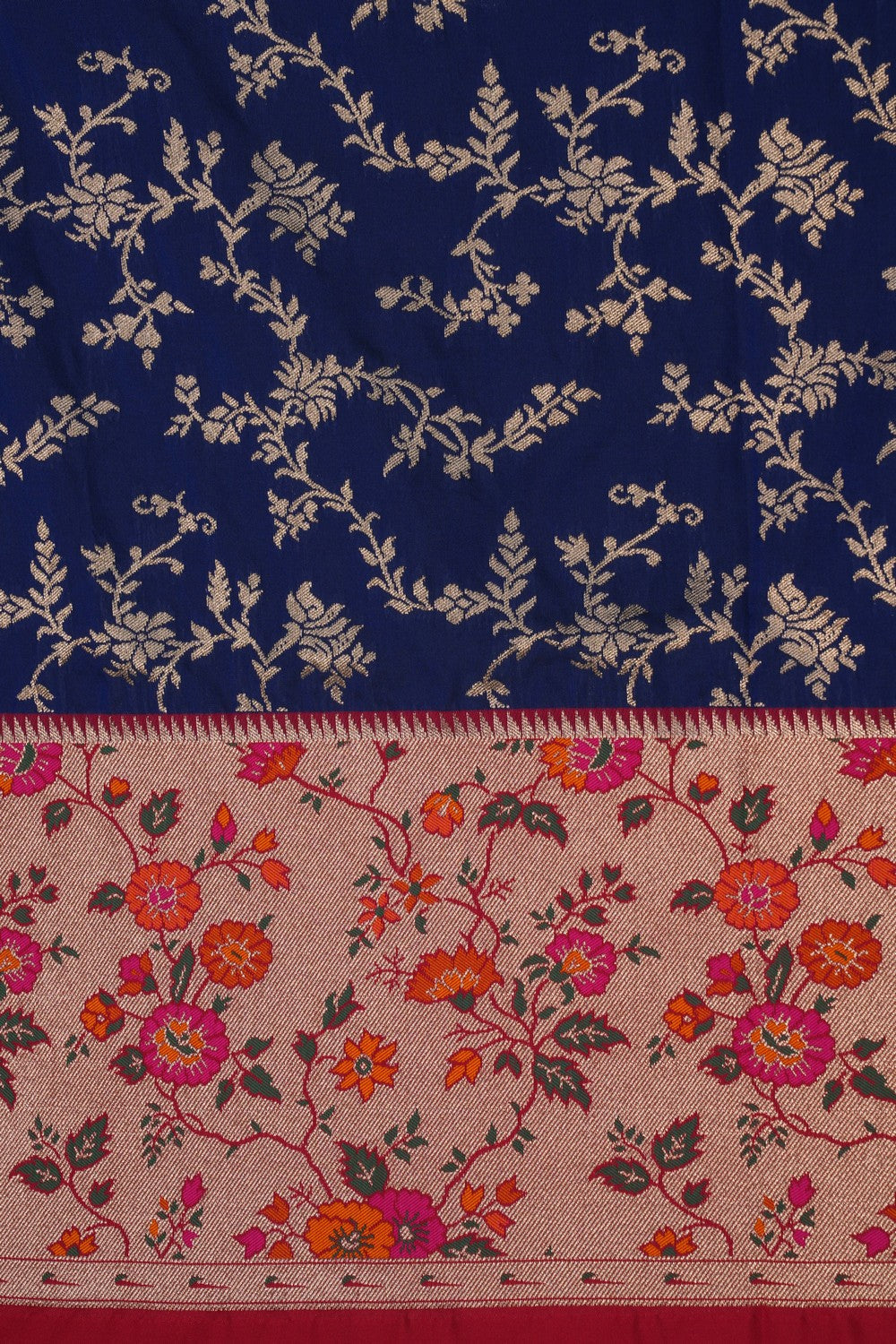 Image of Banarasi Silk Navy Blue Saree