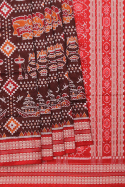 Collection of Sambalpuri Silk Brown Saree in a gallery layout