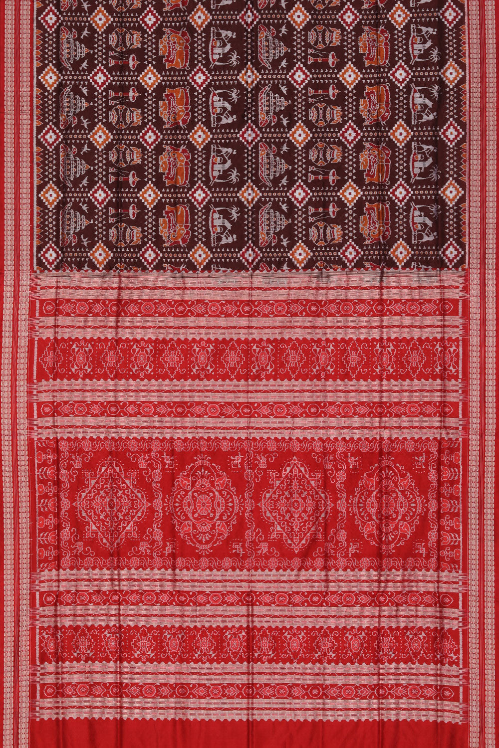 Collection of Sambalpuri Silk Brown Saree in a gallery layout