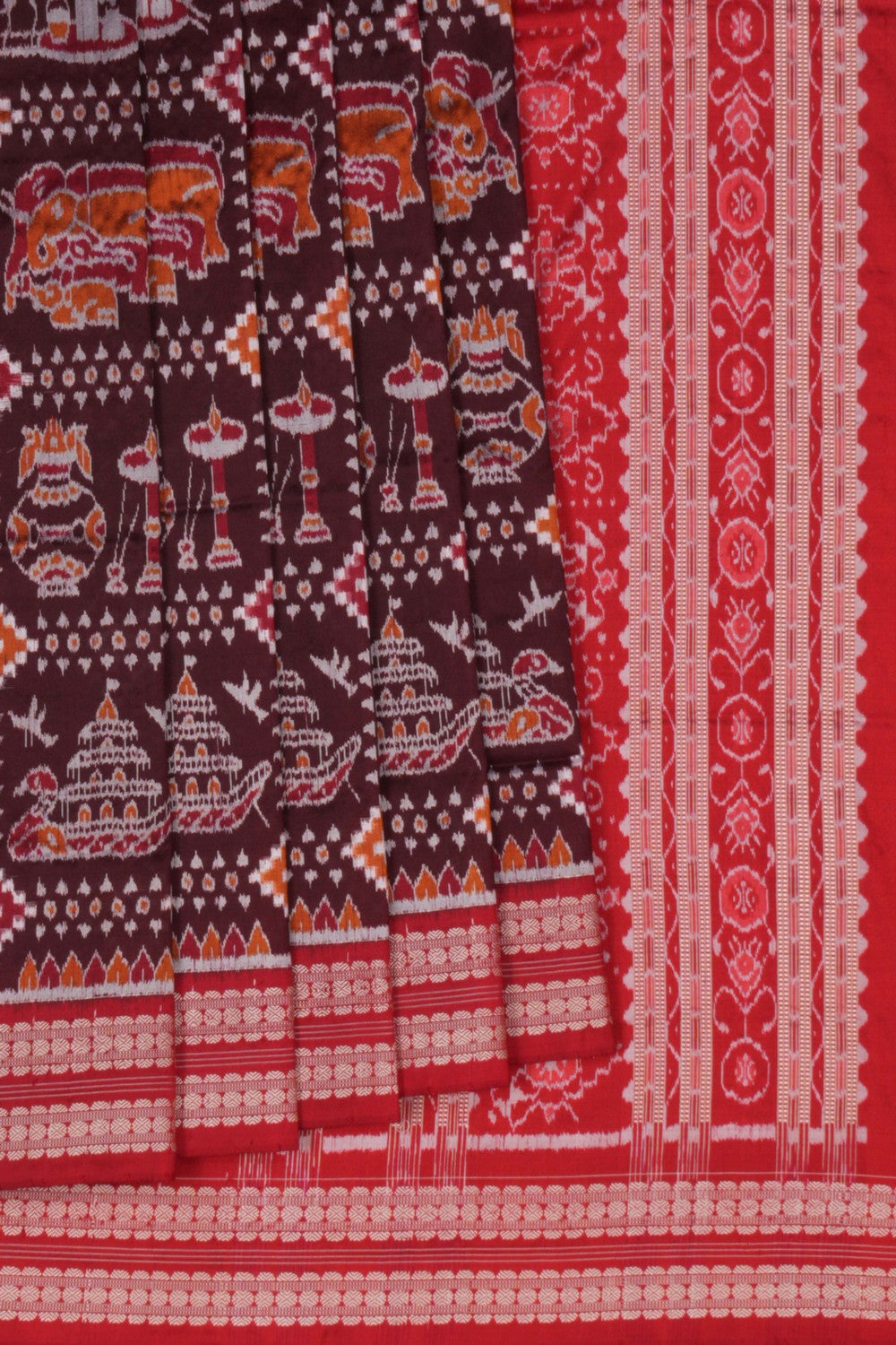 Image of Sambalpuri Silk Brown Saree
