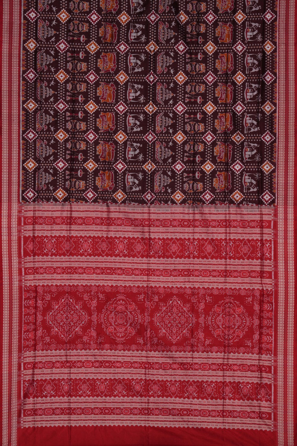Image of Sambalpuri Silk Brown Saree