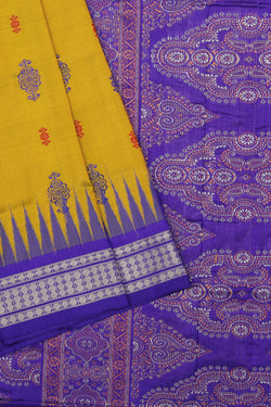 Image of Sambalpuri Silk Spring Yellow Saree