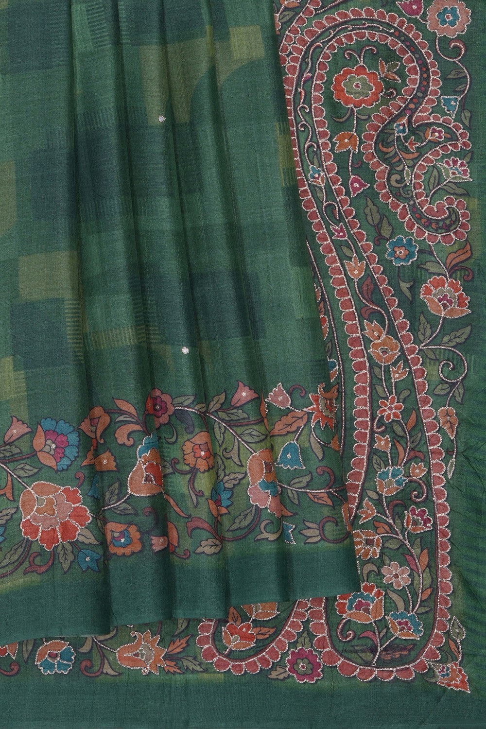 Image of Green Desi Tussar Silk Saree