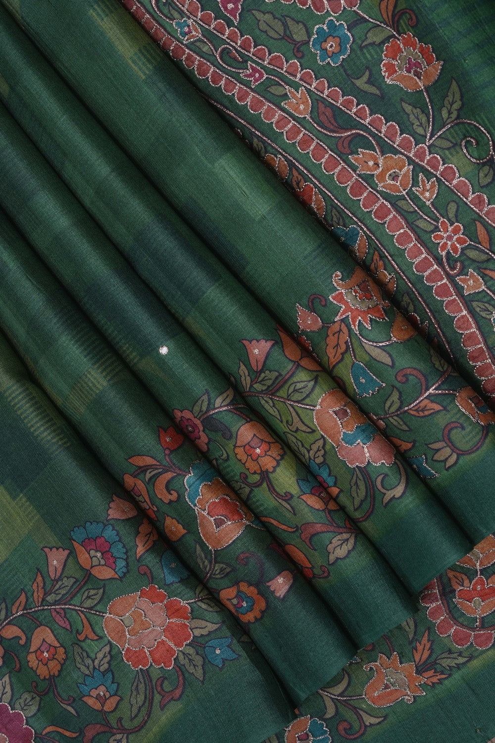 Image of Green Desi Tussar Silk Saree