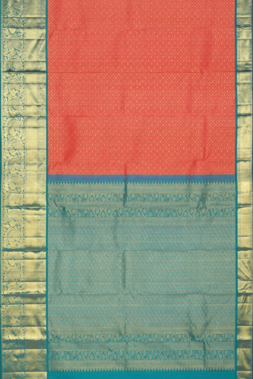Image of Kanchipattu Brocade Coral Peach Saree