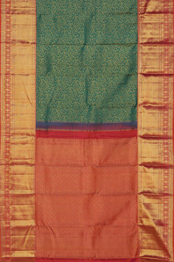 Collection of Kanchipattu Teal Green Saree in a gallery layout