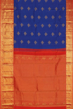 Collection of Kanchipattu Royal Blue Saree in a gallery layout