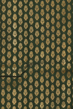 Collection of Kanchipattu Bottle Green Pavada Unstitched Set in a gallery layout