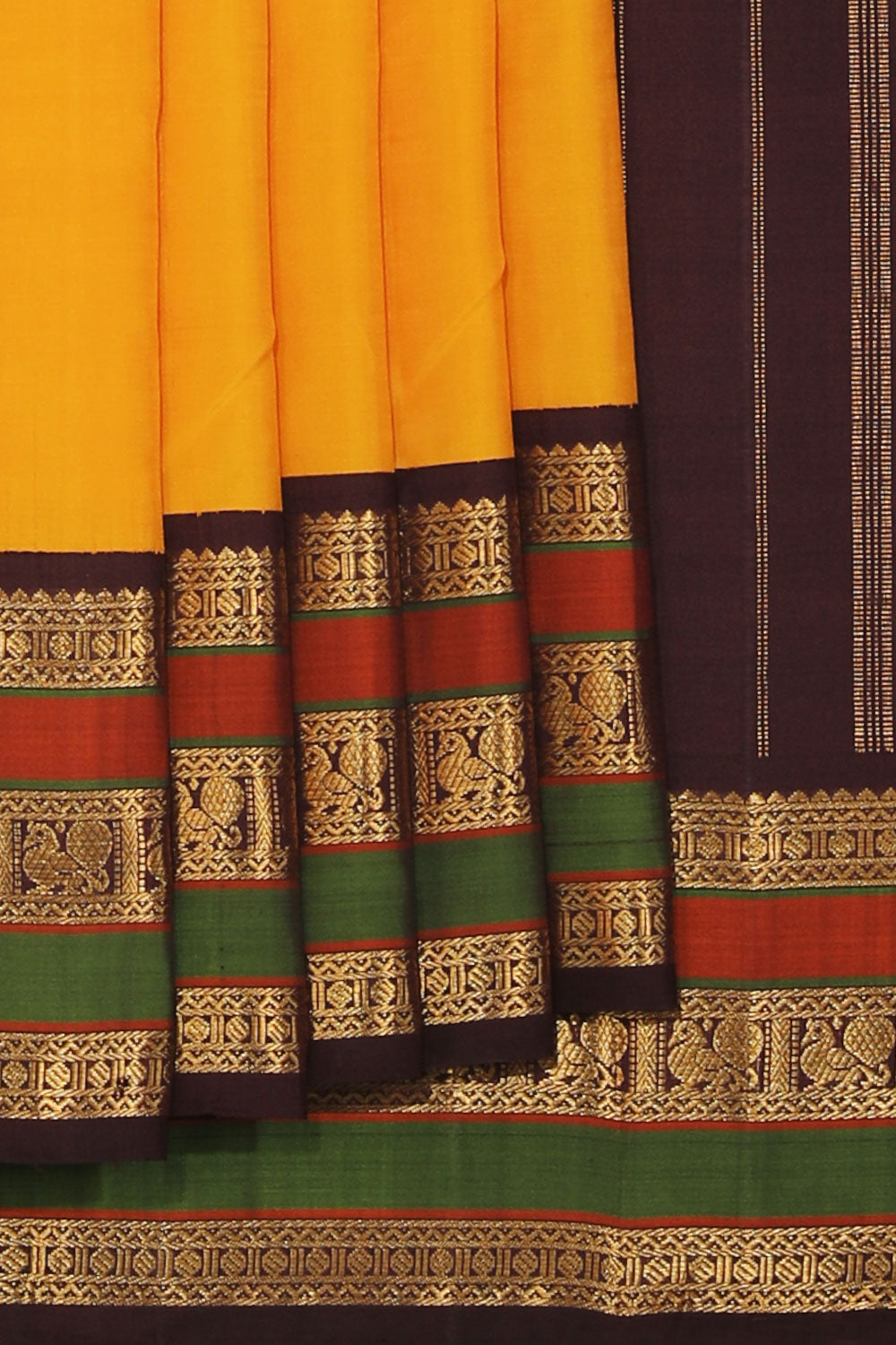 Collection of Arani Silk Yellow Saree in a gallery layout