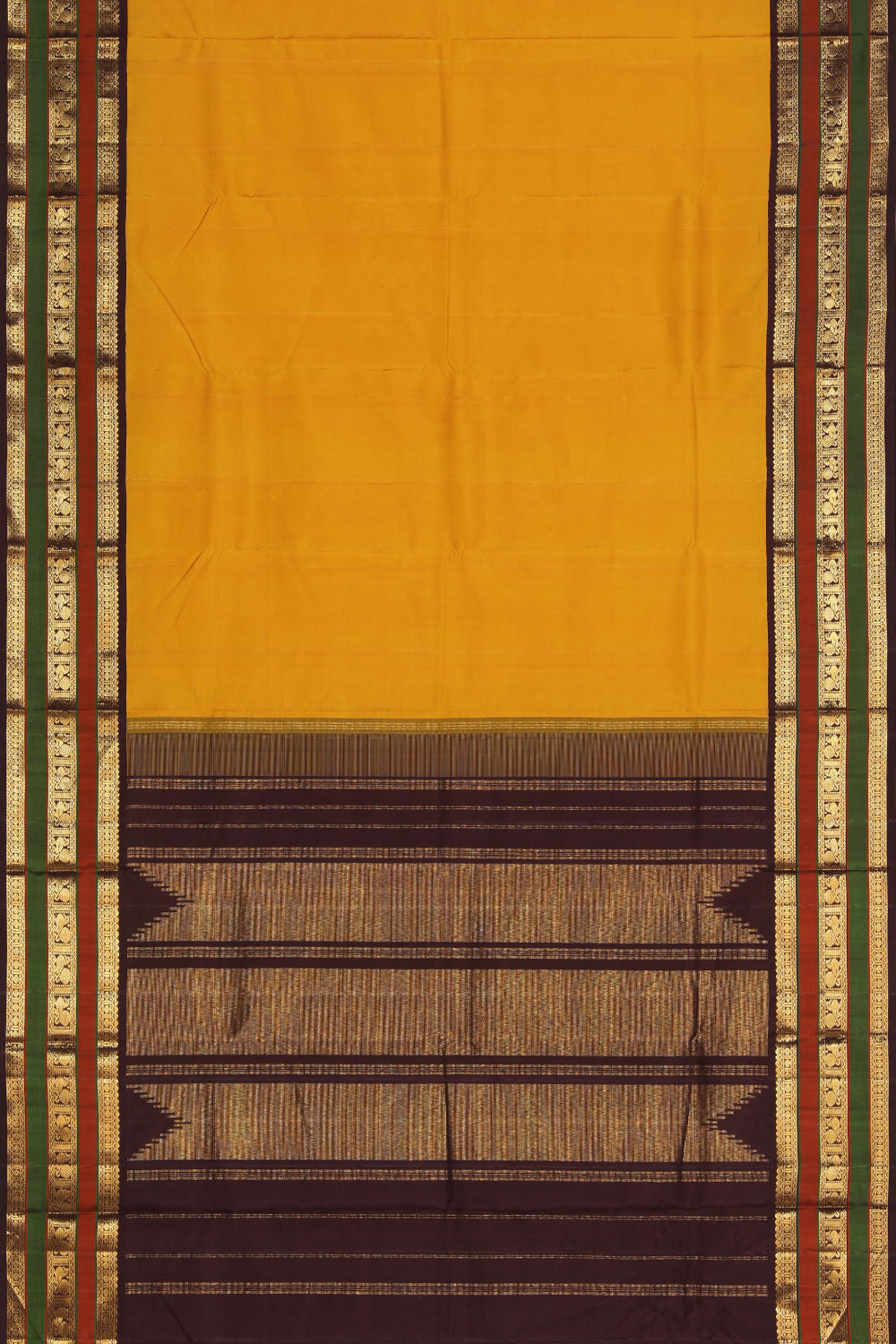 Collection of Arani Silk Yellow Saree in a gallery layout