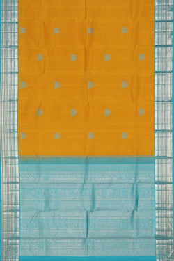 Collection of Arani Silk Mustard Saree in a gallery layout