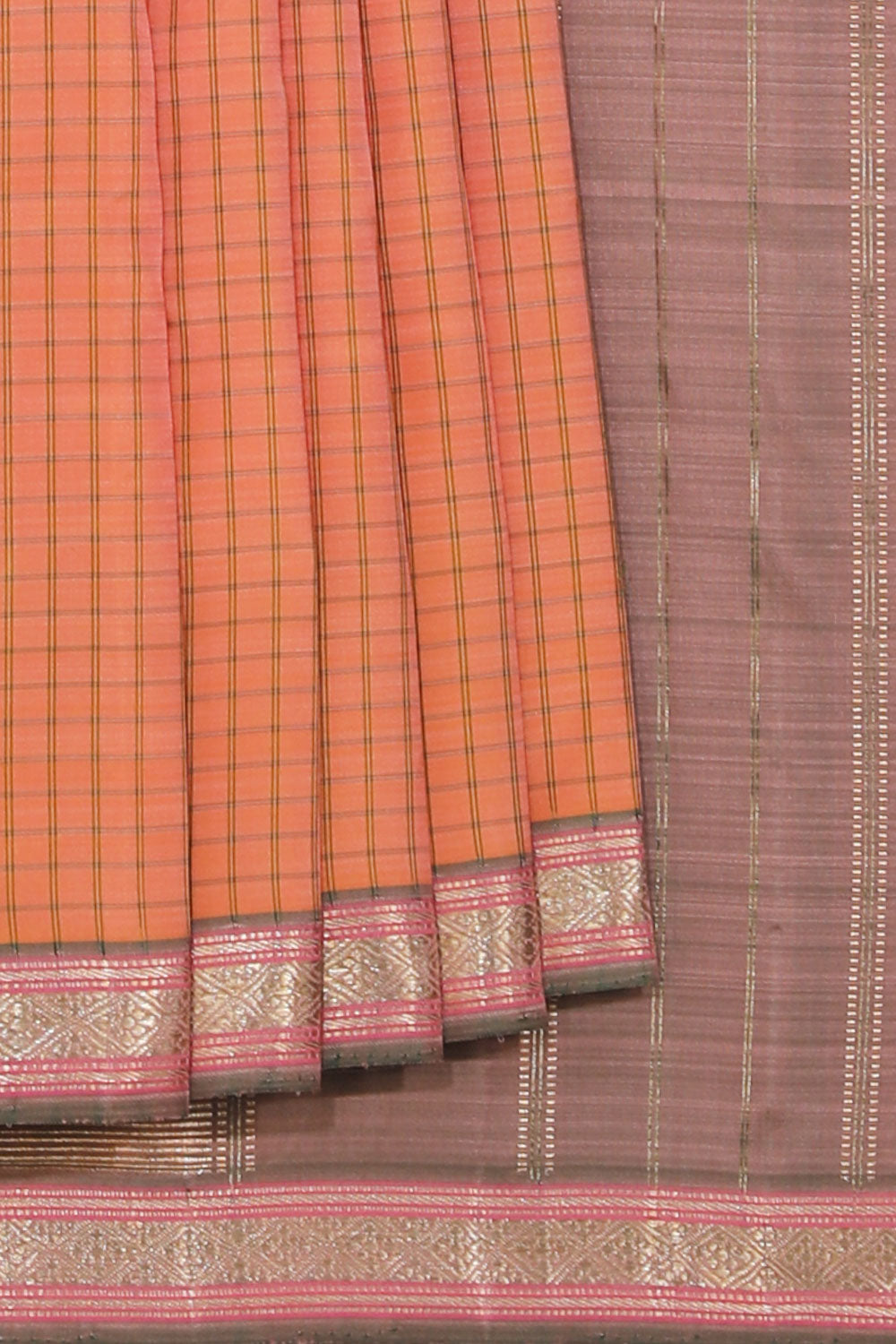 Collection of Arani Silk Coral-Orange Saree in a gallery layout