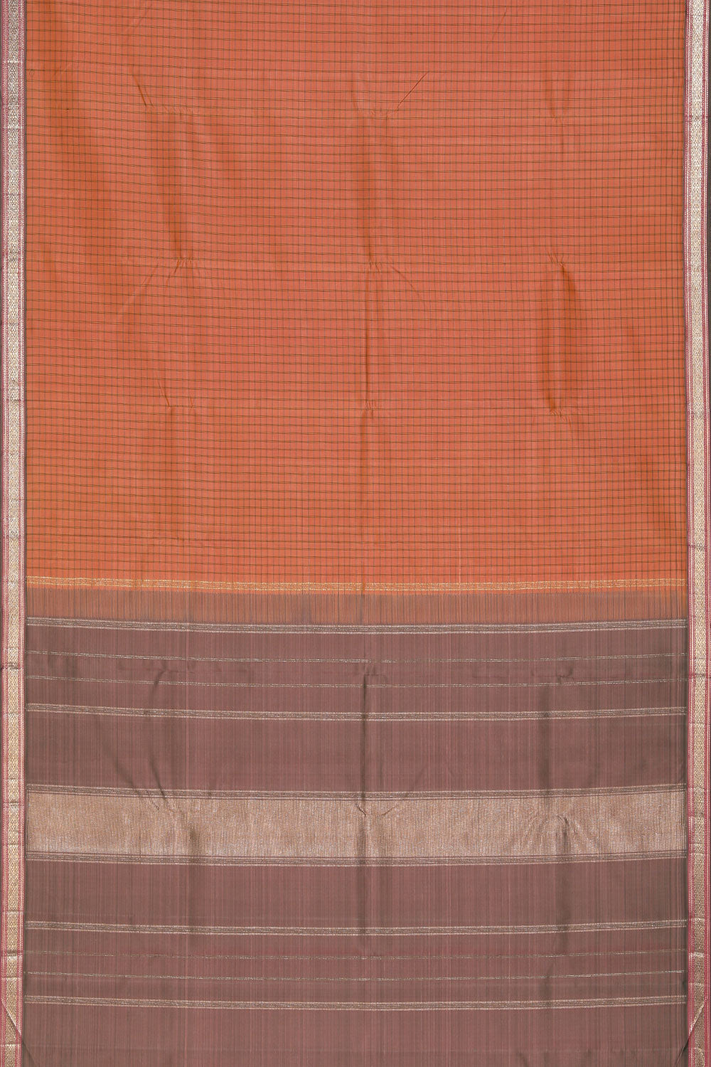 Image of Arani Silk Coral-Orange Saree