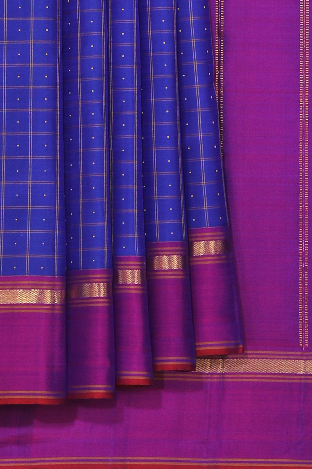 Collection of Arani Silk Royal Blue Saree in a gallery layout