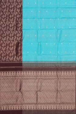 Collection of Arani Silk Turquoise Green Saree in a gallery layout