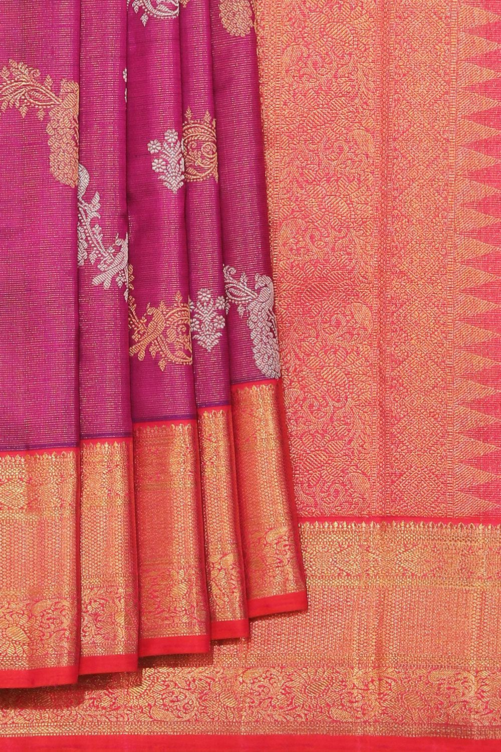 Collection of Arani Silk Violet Saree in a gallery layout