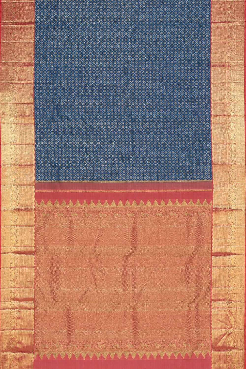 Collection of Kanchipuram Silk Blue Saree in a gallery layout