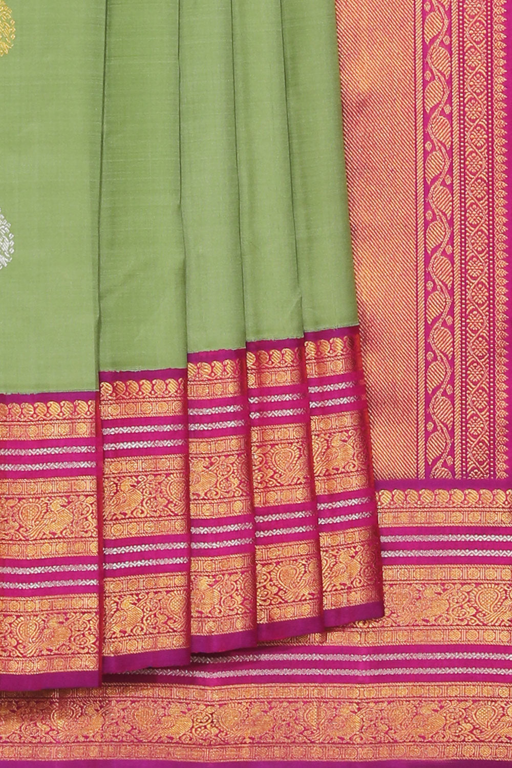 Collection of Arani Silk Sage-Green Saree in a gallery layout