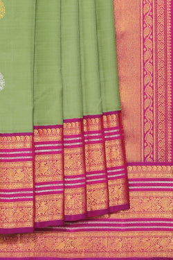 Collection of Arani Silk Sage-Green Saree in a gallery layout