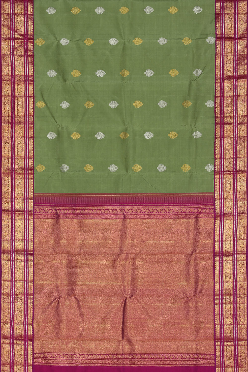 Collection of Arani Silk Sage-Green Saree in a gallery layout