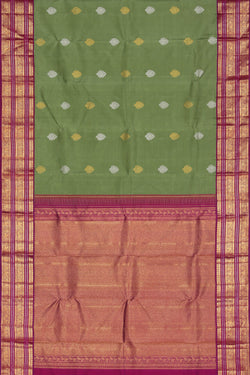 Collection of Arani Silk Sage-Green Saree in a gallery layout