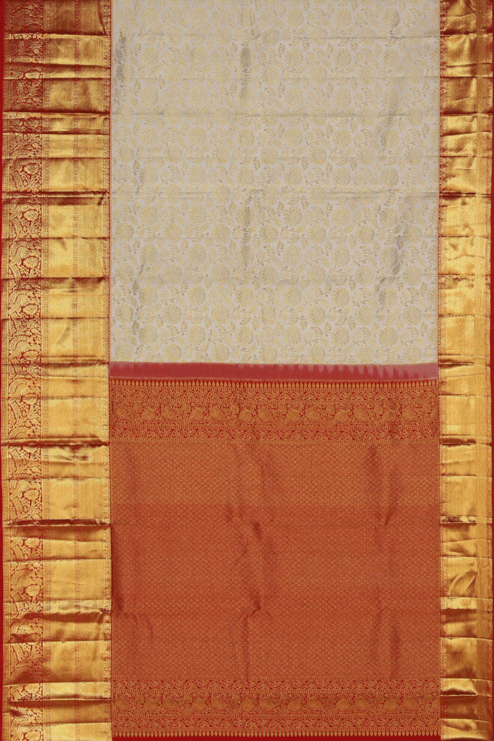 Collection of Kanchi Silk Tissue Brocade Off-White Saree in a gallery layout