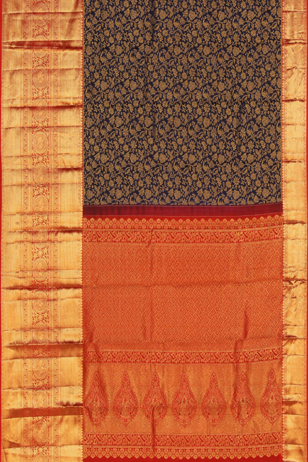 Collection of Kanchi Silk Indigo Blue Saree in a gallery layout