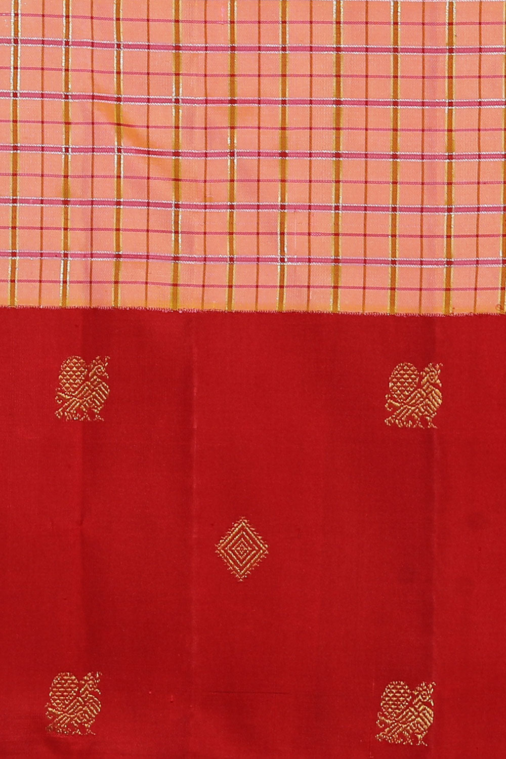 Image of Kanchipuram Silk Orange Saree