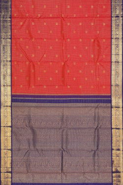 Image of Kanchipuram Silk Orange Saree