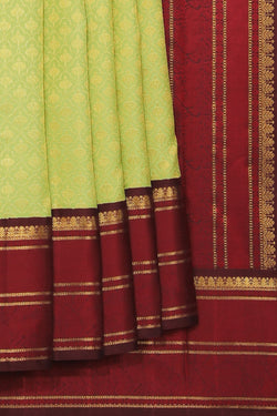 Collection of Arani Silk Brocade Green Saree in a gallery layout