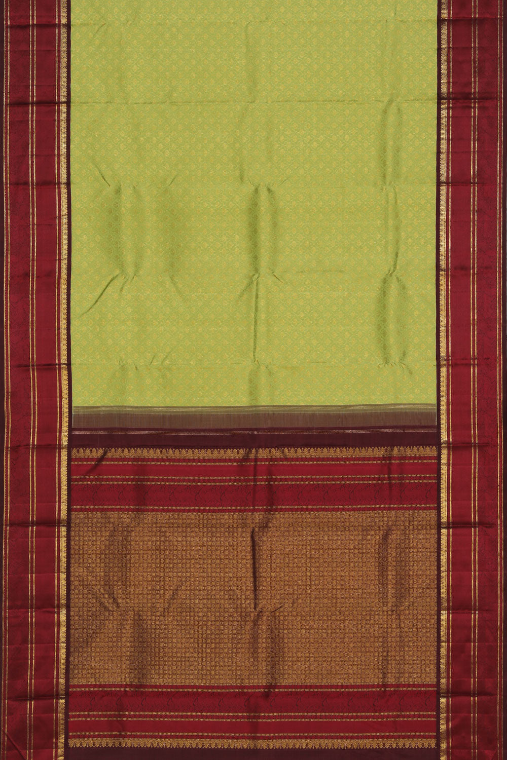 Collection of Arani Silk Brocade Green Saree in a gallery layout